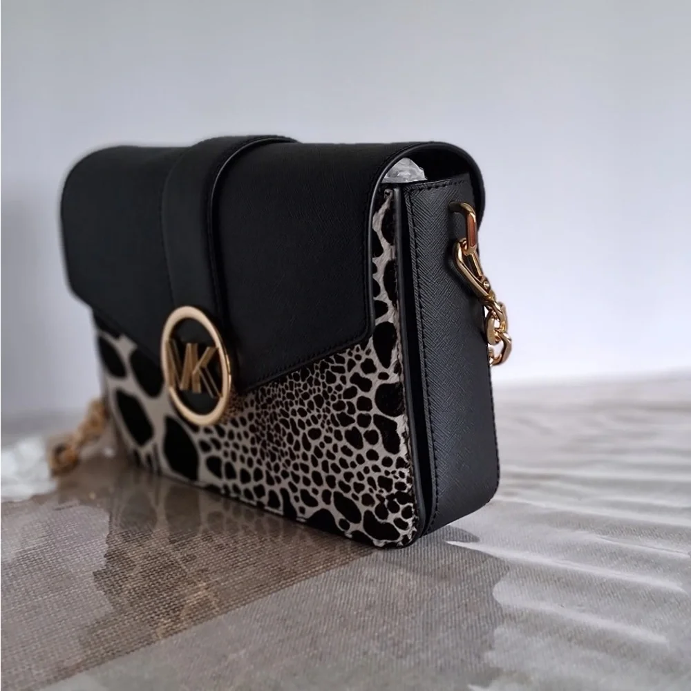 Michael Kors Black and White Animal Print Crossbody - Picture 3 of 5